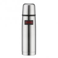 THERMOS Isolierflasche Light & Compact, silber, 0,50 Liter Edelstahl, mattiert, doppelwandig mit Vakuumisolierung, schlag- / bruchfest, dicht schließender Automatikverschluss, mit Trinkbecher, hält 12 Stunden heiß /  24 Stunden kalt, ohne Innenbeschichtung, frei von BPA (4019.205.050)