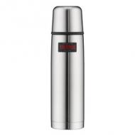 THERMOS Isolierflasche Light & Compact, silber, 0,75 Liter Edelstahl, mattiert, doppelwandig mit Vakuumisolierung, schlag- / bruchfest, dicht schließender Automatikverschluss, mit Trinkbecher, hält 12 Stunden heiß /  24 Stunden kalt, ohne Innenbeschichtung, frei von BPA (4019.205.075)