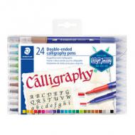 Kalligraphie-Doppel-Fasermaler, 24er Kunststoff-Etui