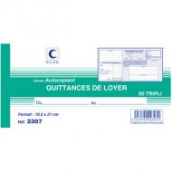 ELVE Manifold "Quittances de loyer", 105 x 210 mm horizontal ------------------ pour le march: F ----------------------tripli, autocopiant, 50 feuillets (2307)