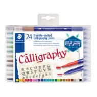 Kalligraphie-Doppel-Fasermaler, 24er Kunststoff-Etui
