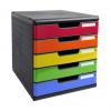 Schubladenbox MODULO, schwarz/harlekin glossy, 5 Schübe