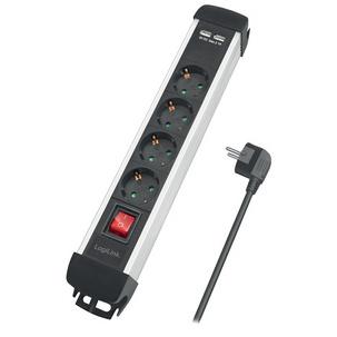 Überspannungsschutz-Steckdosenleiste, 4-fach und 2 x USB - mit Schalter  LPS237U
