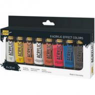 Acrylfarbe SOLO Goya "Acrylic", 8er-Set Effect Colors
