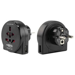 Reisestecker "World to EU + USB", inkl. Schutzleiter 1250-0012