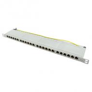 19" Patch Panel Kat.6A, 0,5 HE, lichtgrau