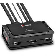 Lindy 2 port hdmi 2.0 18g, usb 2.0 kvm switch mit audio (42345)