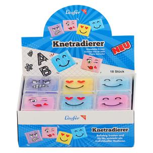Knetgummi-Radierer Smiley, 18er Display 12427