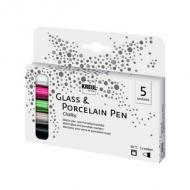 Porzellanmarker "Glass & Porcelain Pen Chalky", 5er Set