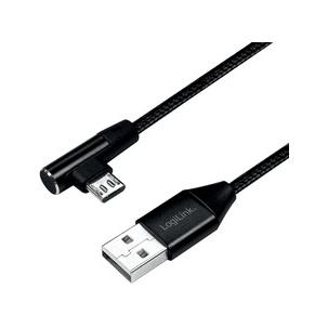 Symbolbild: USB 2.0 Anschlusskabel, USB-A Stecker - Micro-USB Stecker (90° abgewinkelt), schwarz CU0141