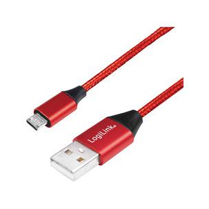 Symbolbild: USB 2.0 Anschlusskabel, USB-A Stecker - Micro-USB Stecker, rot CU0152