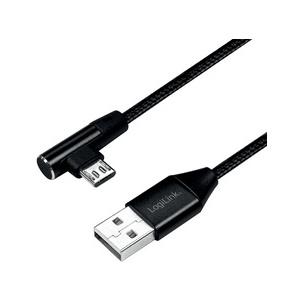Symbolbild: USB 2.0 Anschlusskabel, USB-A Stecker - Micro-USB Stecker (90° abgewinkelt), schwarz CU0142