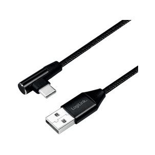 Symbolbild: USB 2.0 Anschlusskabel, USB-A Stecker - USB-C Stecker (90° abgewinkelt), schwarz CU0137
