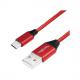 Symbolbild: USB 2.0 Anschlusskabel, USB-A Stecker - USB-C Stecker, rot CU0139