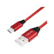 Symbolbild: USB 2.0 Anschlusskabel, USB-A Stecker - USB-C Stecker, rot