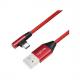 Symbolbild: USB 2.0 Anschlusskabel, USB-A Stecker - USB-C Stecker (90° abgewinkelt), rot CU0138