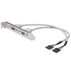 USB 2.0 Slotblech, 2x USB Port - IDC (5-pin) AK-300301-002-E
