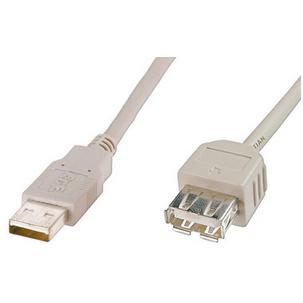 USB 2.0 Verlängerungskabel, USB-A Stecker - Kupplung, beige AK-300202-018-E