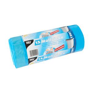 Müllsäcke mit Zugband, LDPE, 120 Liter, blau 14195