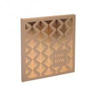 EXACOMPTA Livre dOr Palmyre, 210 x 190 mm, or / nude couverture carton recouvert papier, 140 pages, tranche or, motif: nude palmier, emballé en coffret cristal (9522E)