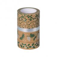 Deko-Klebeband Natur, grün / silber