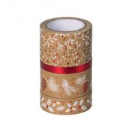 Deko-Klebeband Natur, rot / weiß