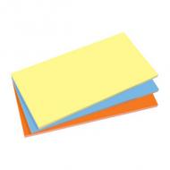 Moderationskarten, farbig sortiert: gelb, blau, orange