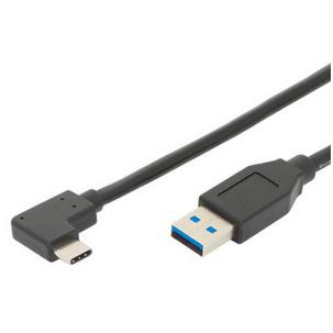USB 3.1 Anschlusskabel, USB-C Stecker 90° gewinkelt - USB-A Stecker AK-300147-010-S