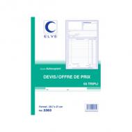 ELVE Manifold "Devis - Offre de prix", 297 x 210 mm, dupli ------------------- pour le Marché: F ---------------------50 feuilles, une copie par feuille, folioté de 1  50, (2300)