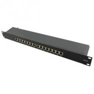 19" Patch Panel Kat.6A, 16 Ports, schwarz