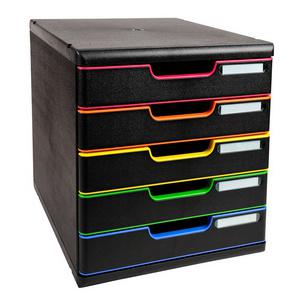 Schubladenbox MODULO, schwarz/harlekin glossy, 5 Schübe 302798D