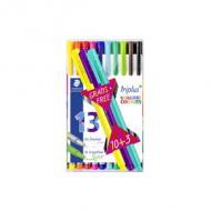 Fineliner triplus BRILLIANT COLOURS, 10 + 3 Etui