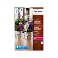 AVERY Etiquettes ultra-résistantes, 45 x 45 mm, blanc enlevables, matire polyester, pour imprimantes laser résistent aux variations de températures de -20  +80 degrés contenu: 160 étiquettes sur 8 feuilles A4 en paquet de 5 pices (L7126-8.FR), Verpackungseinheit:     5 Stück