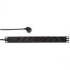19" Steckdosenleiste mit Überspannungsschutz, 1 HE, 8-fach + 2x USB