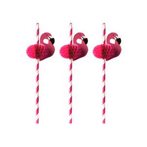 Papier-Trinkhalme "Flamingo" 87782