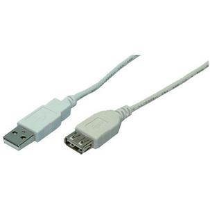 Symbolbild: USB 2.0 Verlängerungskabel, USB A-Stecker - USB-A Kupplung, grau CU0011