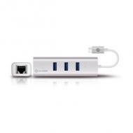 Alogic usb-c hub 3 port usb3.0 hub+rj45 gigabit alu   silber (vpluc3age)