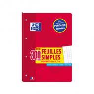 Oxford Bloc de feuilles simples perforées, A4, seys sous film, format: 210 x 297 mm contenu: 300 pages (400114566)