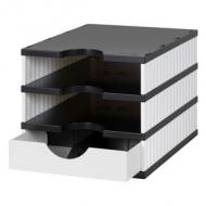 styrodoc uno mit System-Schublade, weiß/schwarz, Schublade weiß
