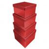 Geschenkboxen-Set "Glitter rot", 4-teilig