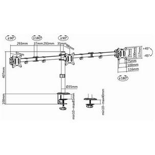 Dreifach-Monitorarm - Abmessungen BP0173