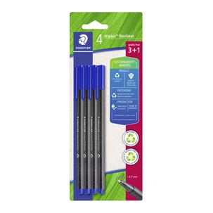 Fineliner triplus Eco+ Edition, blau, 4er Blister (3 + 1 GRATIS) 334 R-9BK4