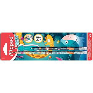 Bleistift JUNGLE fever, mit Radierer - 2er Blister mit Schreibhilfe 851819