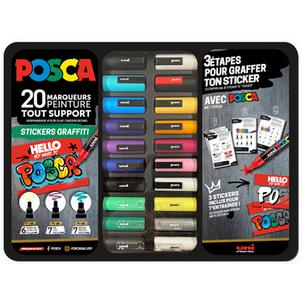 Pigmentmarker POSCA "STICKERS GRAFFITI", 20er Metallbox M POSCA/20 017