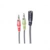 Headset Y-Adapter, 2x 3,5 mm Klinkenstecker - 3,5 mm Klinkenkupplung