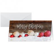 Weihnachtskarte "Red and white Christmas with dark wood"