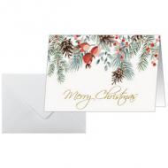 Weihnachtskarte "Red berries and pine cones"