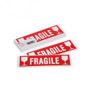 APLI Hinweisetikett "FRAGILE", 60 x 190 mm, nicht ablösbar sur fond rouge, 60 x 190 mm, adhésif permanent, emballage de 100 étiquettes (119208)