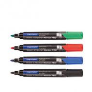 magnetoplan Board- und Flipchartmarker PRO+, sortiert zum Schreiben auf Whiteboard-Oberflächen und Flipcharts, Strichstärke: 1,5 - 3,0 mm, Kappe und Clip in Strichfarbe, Rundspitze, sortiert in blau, grün, rot und schwarz beinhaltet: 4 Marker (12281)