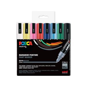 Pigmentmarker POSCA PC-5M, 16er Etui PC5M/8METAL09PF